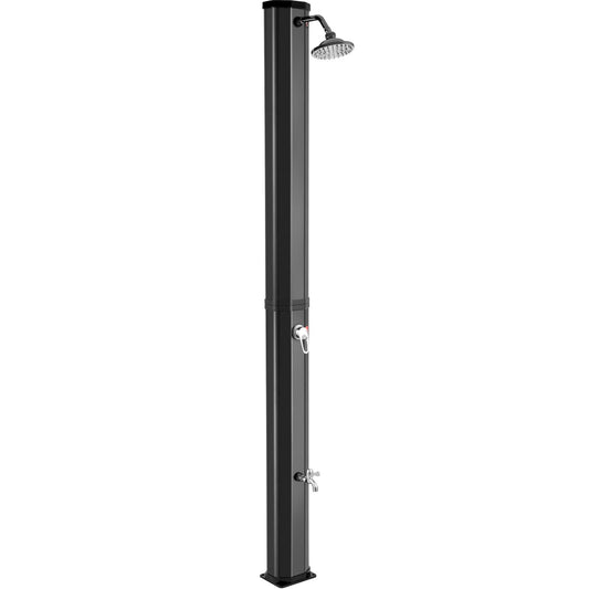 Solar Heated Shower, 9.2Gal Outdoor Solar Shower, 7FT Solar Heated Poolside Shower Temperature Adjustable, 2-Section w/360 Degree Shower Head & Foot Shower Tap for Backyard, Beach, Outdoor Pool