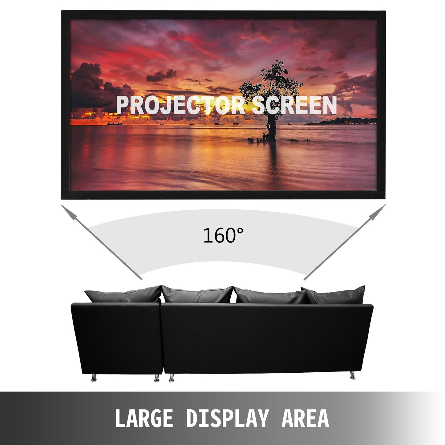 110Inch Diagonal Projector Screen 16:9 4K HD Projector Screen Movie Screen Fixed Frame 3D Projector Screen for Home Threater Outdoor Use(110inch)