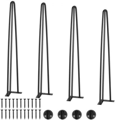 Hairpin Table Legs 0.7M, Set of 4 Desk Legs 408.2KG Load Capacity, Hairpin Desk Legs 3 Rods for Desk Chairs Bench Dining End Table, Solid Carbon Steel Heavy Duty Furniture Legs Black