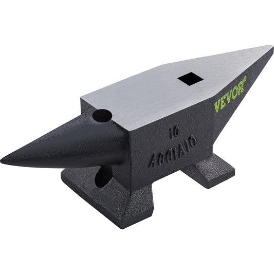 Cast Iron Anvil, 22 Lbs(10kg) Single Horn Anvil with Large Countertop and Stable Base, High Hardness Rugged Round Horn Anvil Blacksmith, for Bending, Shaping