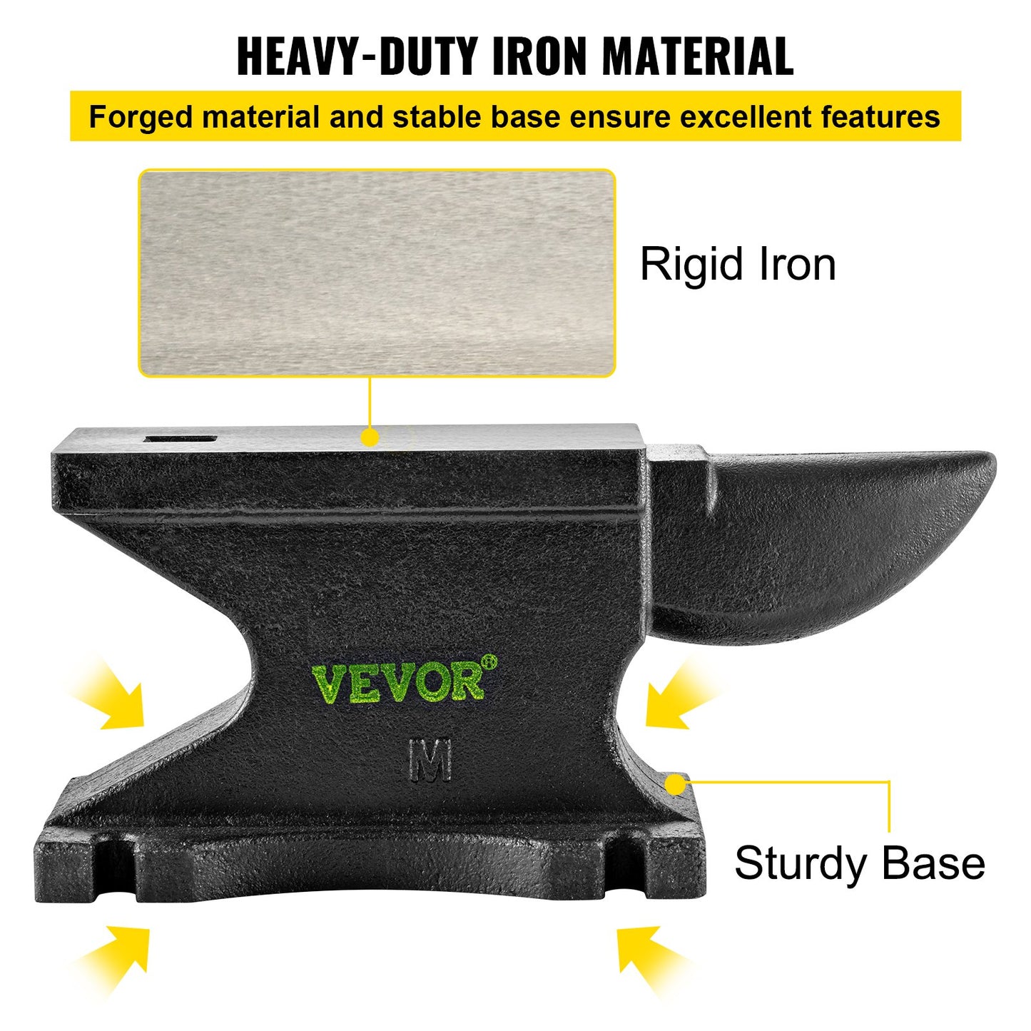 Cast Iron Anvil, 100 Lbs(45kg)Single Horn Anvil with 10.4 x 5 in Countertop and Stable Base, High Hardness Rugged Round Horn Anvil Blacksmith, for Bending, Shaping, Twisting