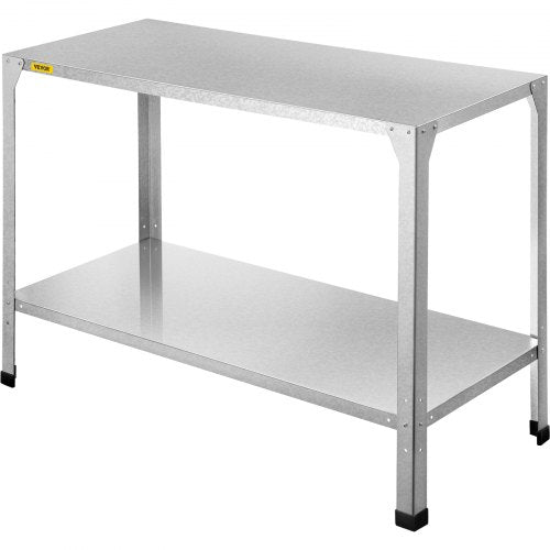 Potting Bench, 20"L x 46"W x 32"H, Weathering Steel Outdoor Workstation Table with Adjustable Shelf, Multi-use Gardening Bench for Greenhouse, Patio, Porch, Backyard, Silver