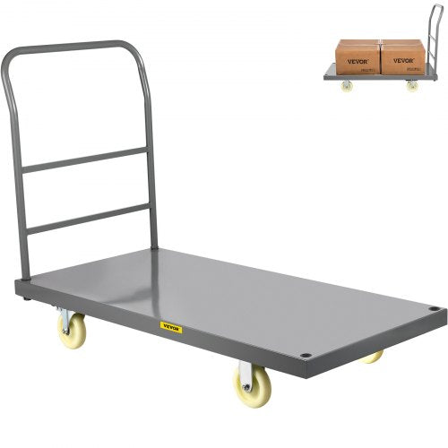 Platform Truck, 2000 lbs Capacity Steel flatbed Cart, 47" Length x 24" Width x 32" Height Flat Dolly, Hand Trucks with 5" Nylon Casters, Heavy-Duty Utility Push Carts for Luggage Moving