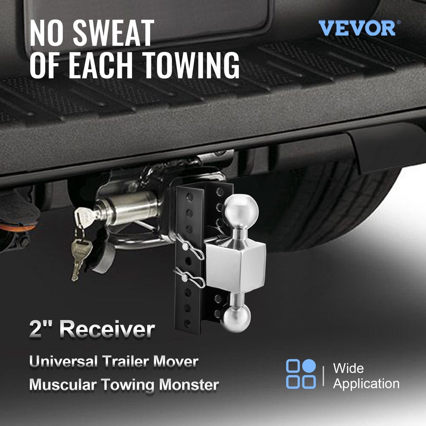Adjustable Trailer Hitch, 6" Rise & Drop Hitch Ball Mount 2" Receiver 22,000 LBS Rating, 2 and 2-5/16 Inch Stainless Steel Balls w/ Key Lock, for Automotive Trucks Trailers Towing