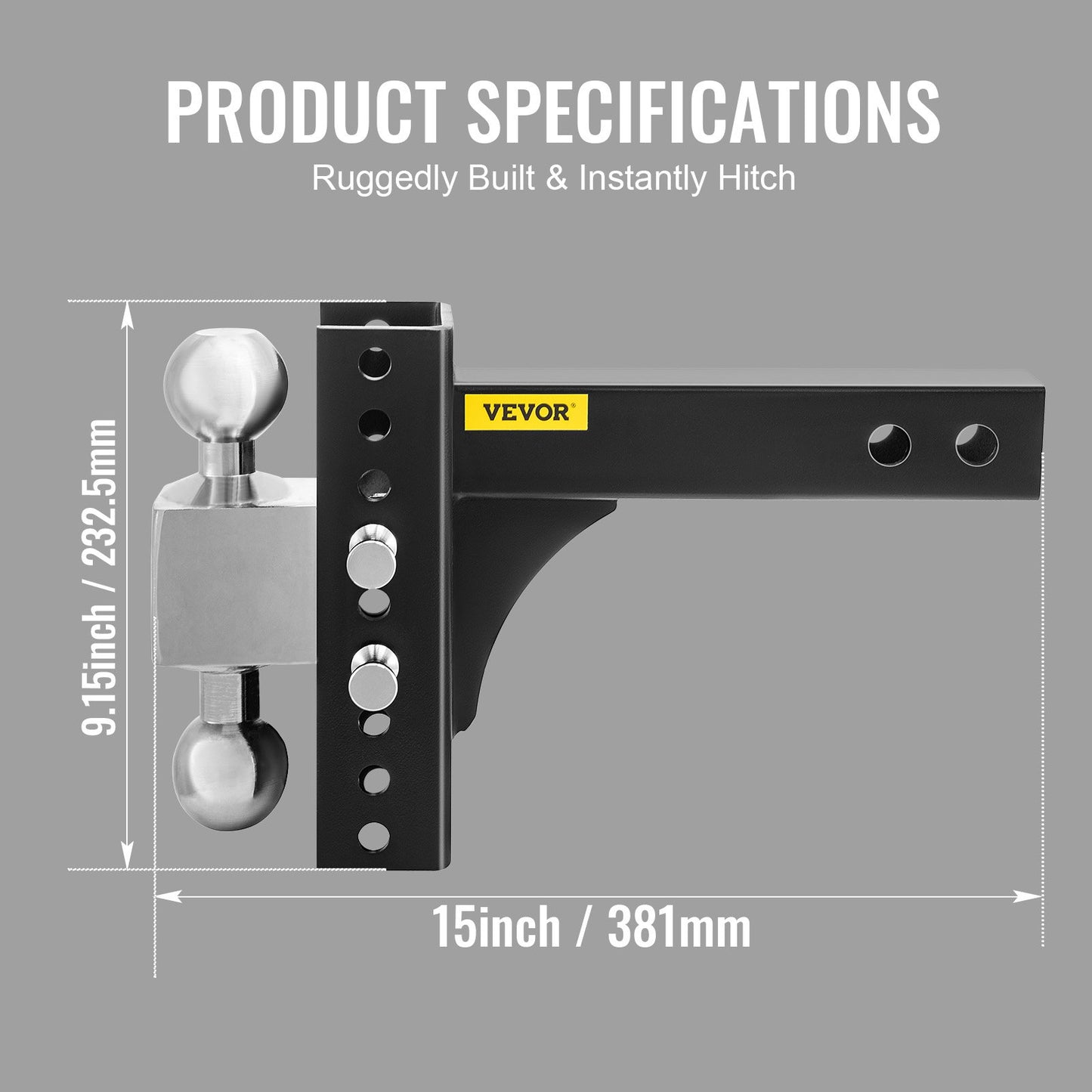 Adjustable Trailer Hitch, 6" Rise & Drop Hitch Ball Mount 2" Receiver 22,000 LBS Rating, 2 and 2-5/16 Inch Stainless Steel Balls w/ Key Lock, for Automotive Trucks Trailers Towing