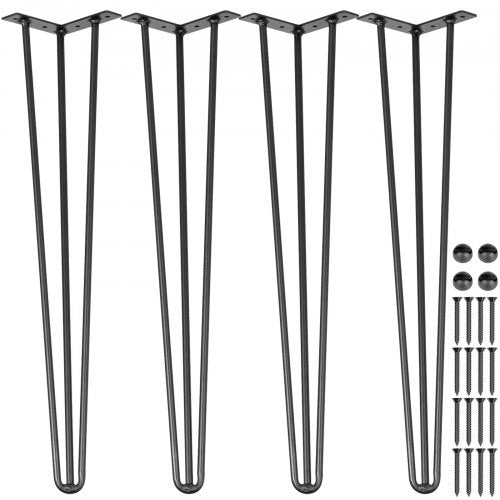 Hairpin Table Legs 18 inch Black Set of 4 Desk Legs Each 220lbs Capacity Hairpin Desk Legs 3 Rods for Bench Desk Dining End Table Chairs Carbon Steel DIY Table Legs Heavy Duty Furniture Legs