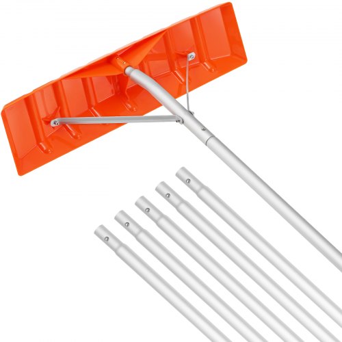 Snow Roof Rake, 25" Plastic Blade Snow Removal Tool, 21ft Reach Aluminium Handle, Superior Roof Shovel with Anti-Slip Handle Grip, Easy to Setup & Use for House Roof, Car Snow, Wet Leaves