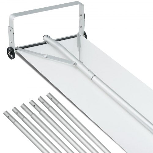 Snow Roof Rake, 30ft Reach Aluminium Roof Shovel with Slide Cloth, Premium 19" Blade Snow Removal Tool, Safe on Roof with Roll Wheels, Anti-Slip Handle, Use for House Roof, Car Snow, Wet Leaves