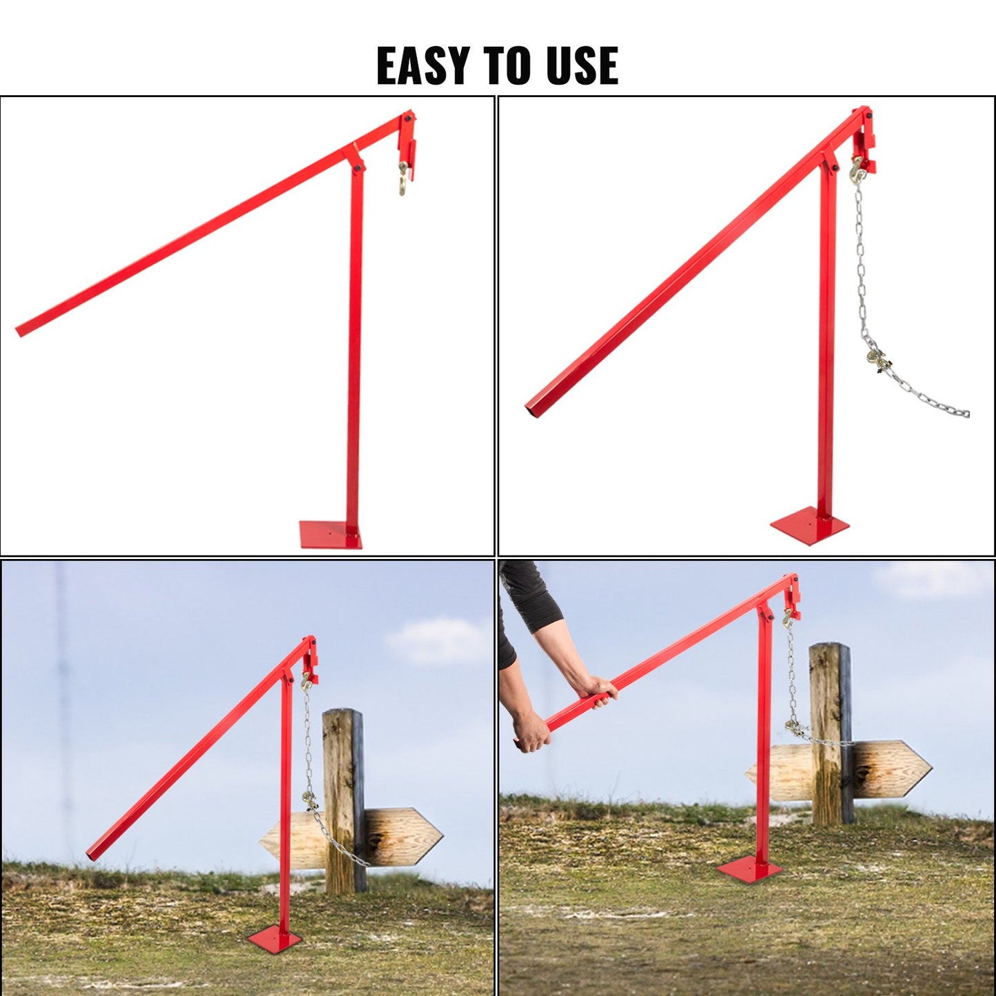 T Post Puller 43.3x5.9x5.9in Fence Post Puller Jack Heavy Duty Fence Post Remover with Lifting Chain Puller T Post Remover for Round Fence Posts T Stakes Sign Post & Tree Stump