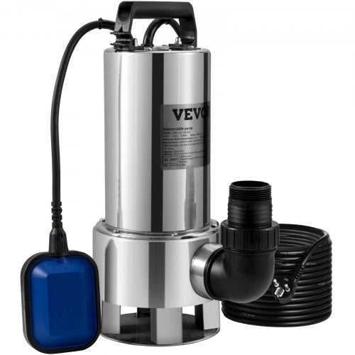 Submersible Water Pump, 1300W 20000L/H, w/ 10 m Cord and Automatic Tethered Float Switch, Stainless Steel and Cast Iron for Dirty or Clean, Empty Garden Ponds, Swimming Pools, Hot Tubs