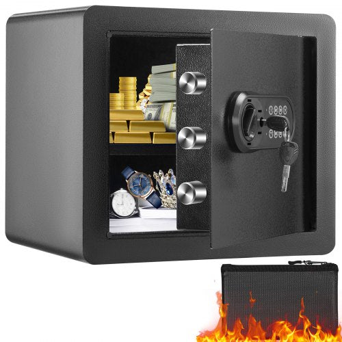 Safe, 1.2 Cubic Feet Home Safe, Steel Security Safe with Digital Keypad and 2 Keys, Cabinet Safe with Fire-proof Bag, Protect Cash, Gold, Jewelry, Documents for Home, Hotel, 15.8x11.8x13.8 inche