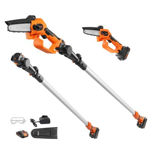 2-in-1 Cordless Pole Saw & Mini Chainsaw, 20V 2Ah Battery Pole Chainsaw, 5" Cutting Capacity 8 ft Reach Pole Saw for Branch Cutting & Tree Trimming (Battery and Blade Cover Included)