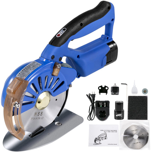 Fabric Cutter 100mm Rotary Fabric Cutter 27mm Cutting Height Wireless Electric Rotary Cutter All-Copper Motor with Low Noise Adjustable Speed Electric Scissors For Cutting Fabric and Cotton
