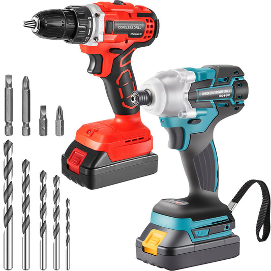 Cordless Drill Combo Kit, 20V Max Cordless Drill 2 Speeds, 2/5" Keyless Chuck Electric Screwdriver, 1239 in-lbs Torque Impact Driver, Lithium-Ion Brushless 2-Tool Combo Kit for Home Improvement