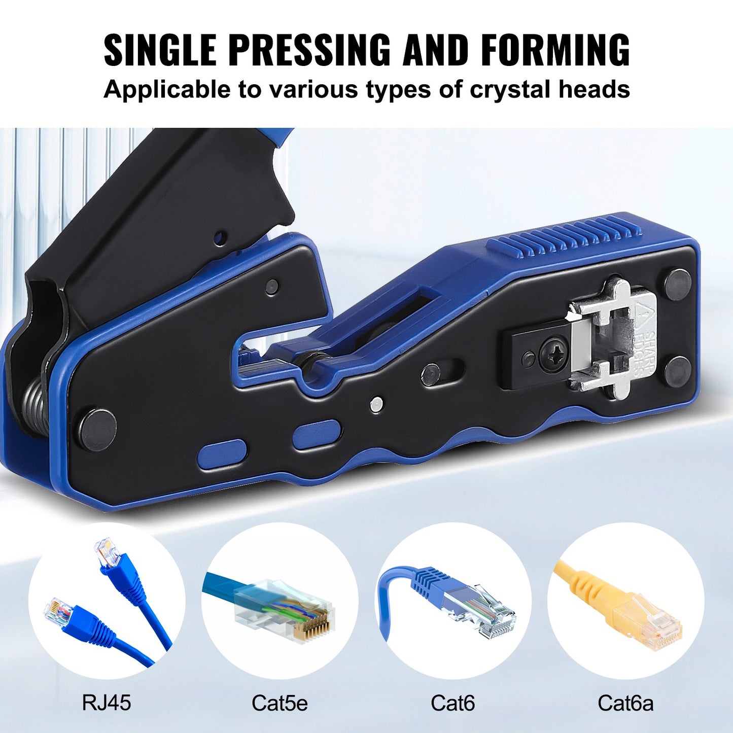 RJ45 Crimp Tool Kit, Cat5e/Cat6/Cat6a Ethernet Crimper Crimp Pliers for 8-Pin Modular Plugs with 20pcs Pass-Through Connectors and Covers, Wire Stripper and Network Tester