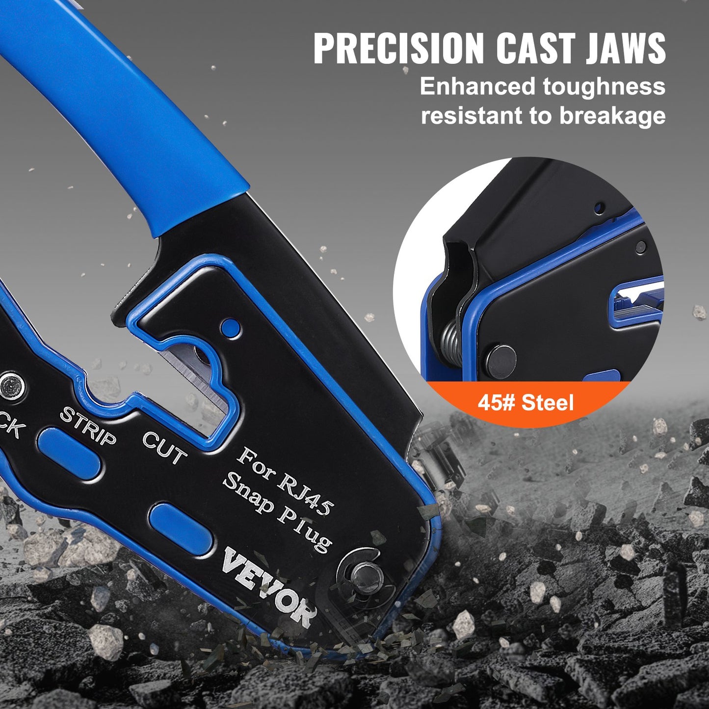 RJ45 Crimp Tool Kit, Cat5e/Cat6/Cat6a Ethernet Crimper Crimp Pliers for 8-Pin Modular Plugs with 20pcs Pass-Through Connectors and Covers, Wire Stripper and Network Tester