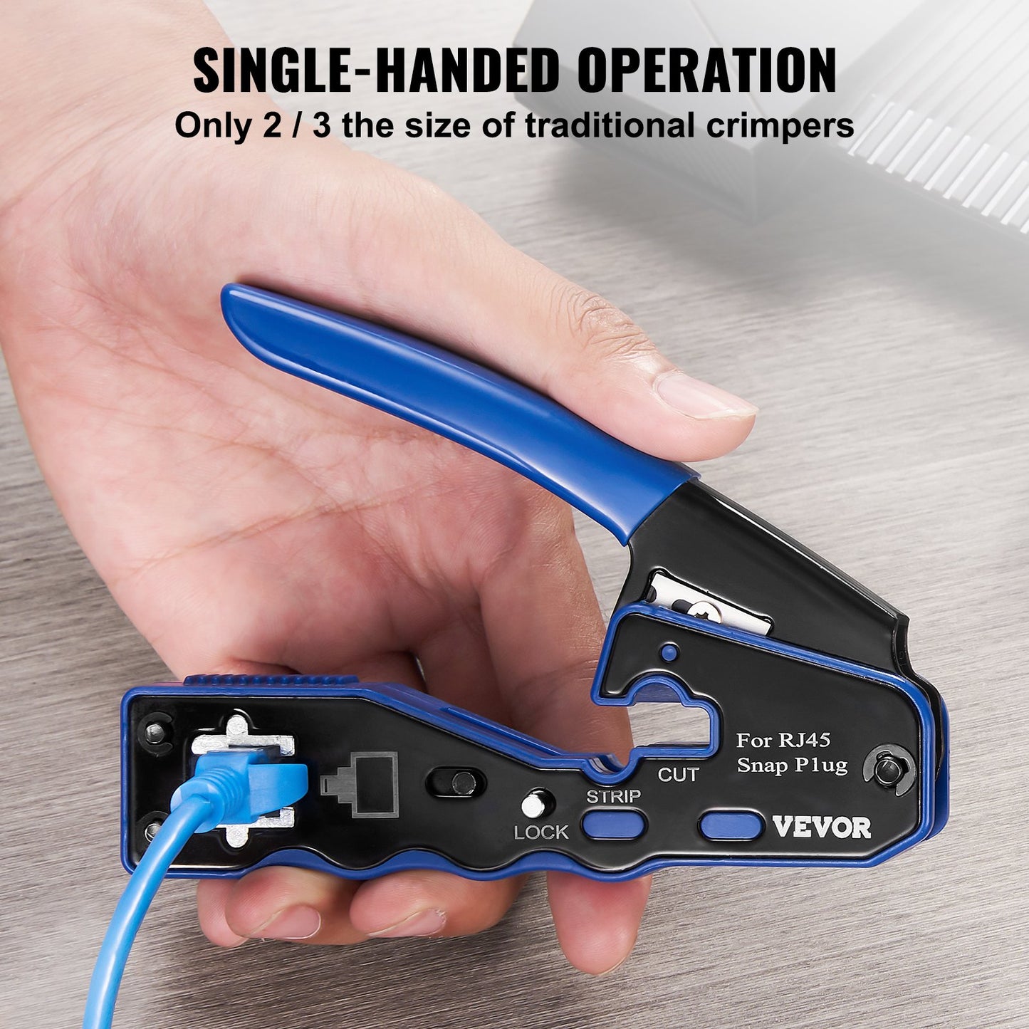 RJ45 Crimp Tool Kit, Cat5e/Cat6/Cat6a Ethernet Crimper Crimp Pliers for 8-Pin Modular Plugs with 20pcs Pass-Through Connectors and Covers, Wire Stripper and Network Tester