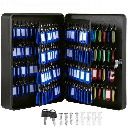 Key Cabinet, 240 Large Capacity Key Box, Key Lock Cabinet Steel, Q235 Steel Key Storage, Wall Mounted Key Storage Cabinet, Black Key Box Organizer for Office, Hotel, Bank
