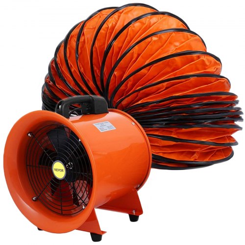 Utility Blower Fan, 12 inch 0.7 HP Ventilation Fan, 2295 CFM 3300 RPM Portable Ventilator, Heavy-Duty High Velocity Cylinder Fan, New Style Stand Ventilator Fume Extractor, with 5M Duct Hose