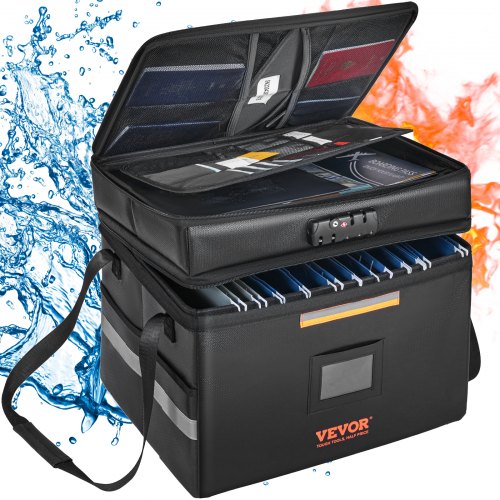 Fireproof Document Box, Fireproof Document Bag with Lock 2000℉, Fireproof and Waterproof File Box 17.72x5.51x12.4 inch with Zipper & Handle, for Money, Documents, Jewelry and Passport