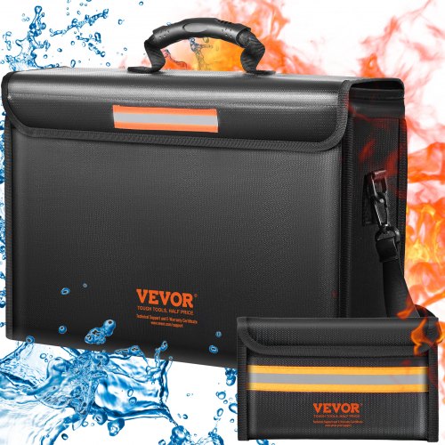 Fireproof Document Box, Fireproof Document Bag with Lock 2000℉, 3-layer Folding Fireproof and Waterproof File Box 15.35x12.4x13.98 inch with Zipper, for Money, Documents, Jewelry and Passport