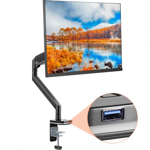 Single Monitor Mount, Supports 13"-35" Screen, Fully Adjustable Gas Spring Monitor Arm, Holds up to 26.4 lbs, Computer Monitor Stand Holder with C-Clamp/Grommet Mounting Base, VESA Mount Bracket