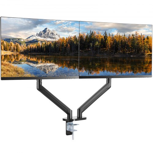 Dual Monitor Mount, Supports 13"-35" Screens, Fully Adjustable Gas Spring Monitor Arm, Holds up to 26.4 lbs per Arm, Computer Stand Holder with C-Clamp/Grommet Mounting Base, VESA Mount Bracket