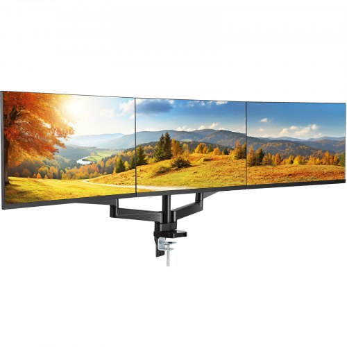 Triple Monitor Mount, Supports 13"-27" Screens, Fully Adjustable Gas Spring Monitor Arm, Holds up to 20 lbs per Arm, Computer Stand Holder with C-Clamp/Grommet Mounting Base, VESA Mount Bracket
