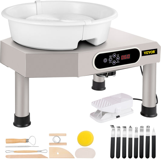 Pottery Wheel Ceramic Forming Machine, 9.8" LCD Touch Screen Clay Wheel, 350W Electric DIY Clay  Sculpting Tools with Foot Pedal & Detachable ABS Basin for Adults and Beginners Art Craft Grey