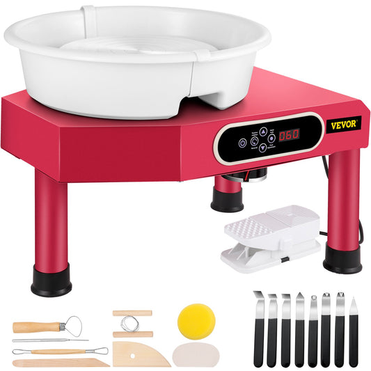 Pottery Wheel Ceramic Forming Machine, 9.8" LCD Touch Screen Clay Wheel, 350W Electric DIY Clay  Sculpting Tools with Foot Pedal & Detachable ABS Basin for Adults and Beginners Art Craft Pink