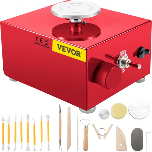 0-2000 RPM Pottery Wheel, 30W Mini Ceramic Wheel, Adjustable Speed DIY Clay Machines, Electric Sculpting Kits with 3 Turntables Trays and 16pcs Tools for Art Craft Work Molding Gift and Home DIY