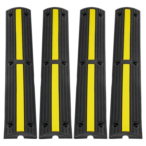 3.28 ft Cable Protector Ramp, 4 Pack of 1 Channel, 18000 lbs/axle Capacity Heavy Duty Rubber Speed Bumps, Floor Cord Cable Protector Wire Cover, for Residential Areas, Private Garages, Gardens
