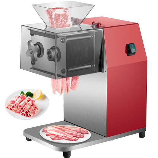 Commercial Meat Cutting Machine, 551 Lbs/H 850W Meat Shredding Machine, 3.5mm Blade Electric Meat Cutter, Stainless Steel Restaurant Food Cutter, for Kitchen Supermarket Lamb Beef Chicken, Red