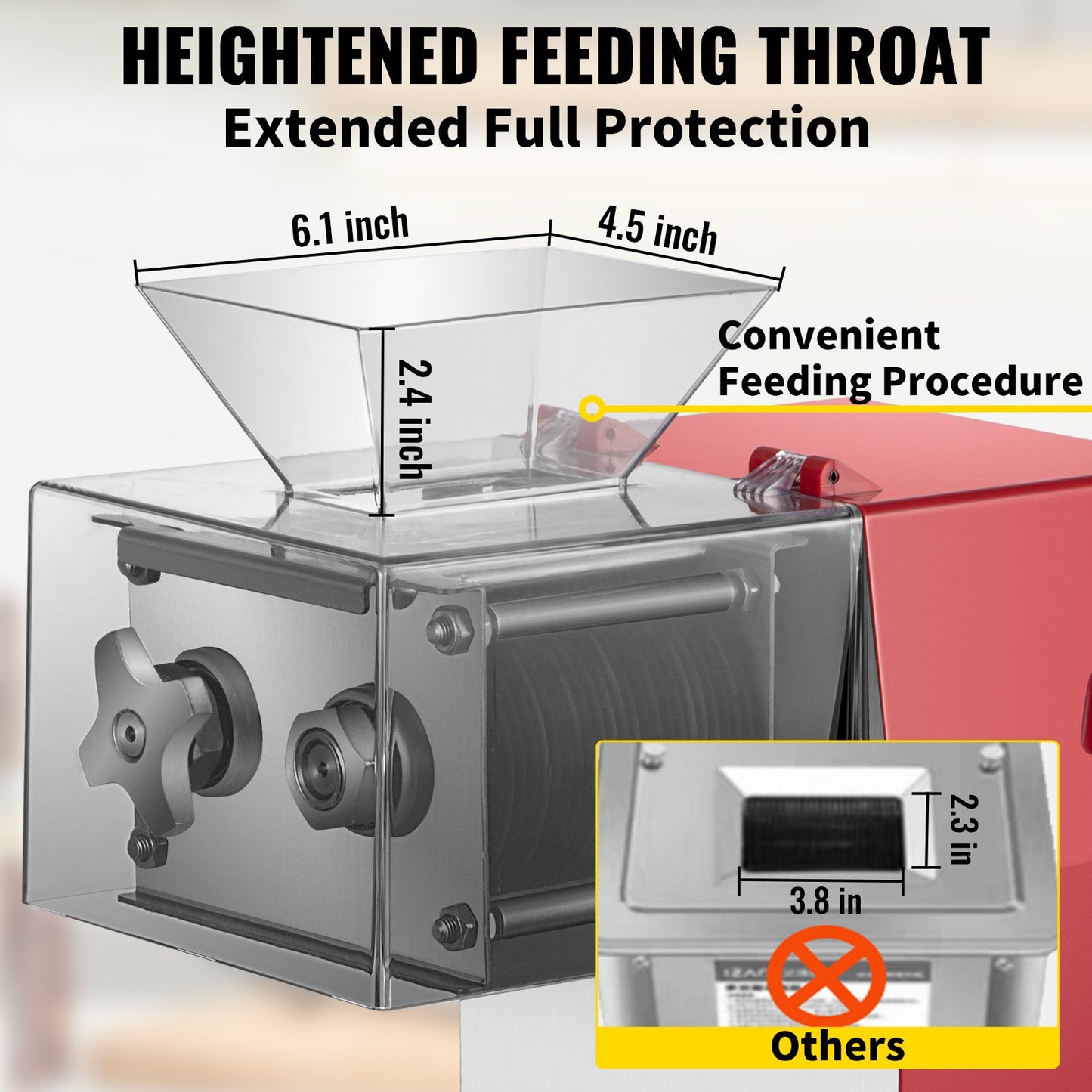 Commercial Meat Cutting Machine, 551 Lbs/H 850W Meat Shredding Machine, 3.5mm Blade Electric Meat Cutter, Stainless Steel Restaurant Food Cutter, for Kitchen Supermarket Lamb Beef Chicken, Red
