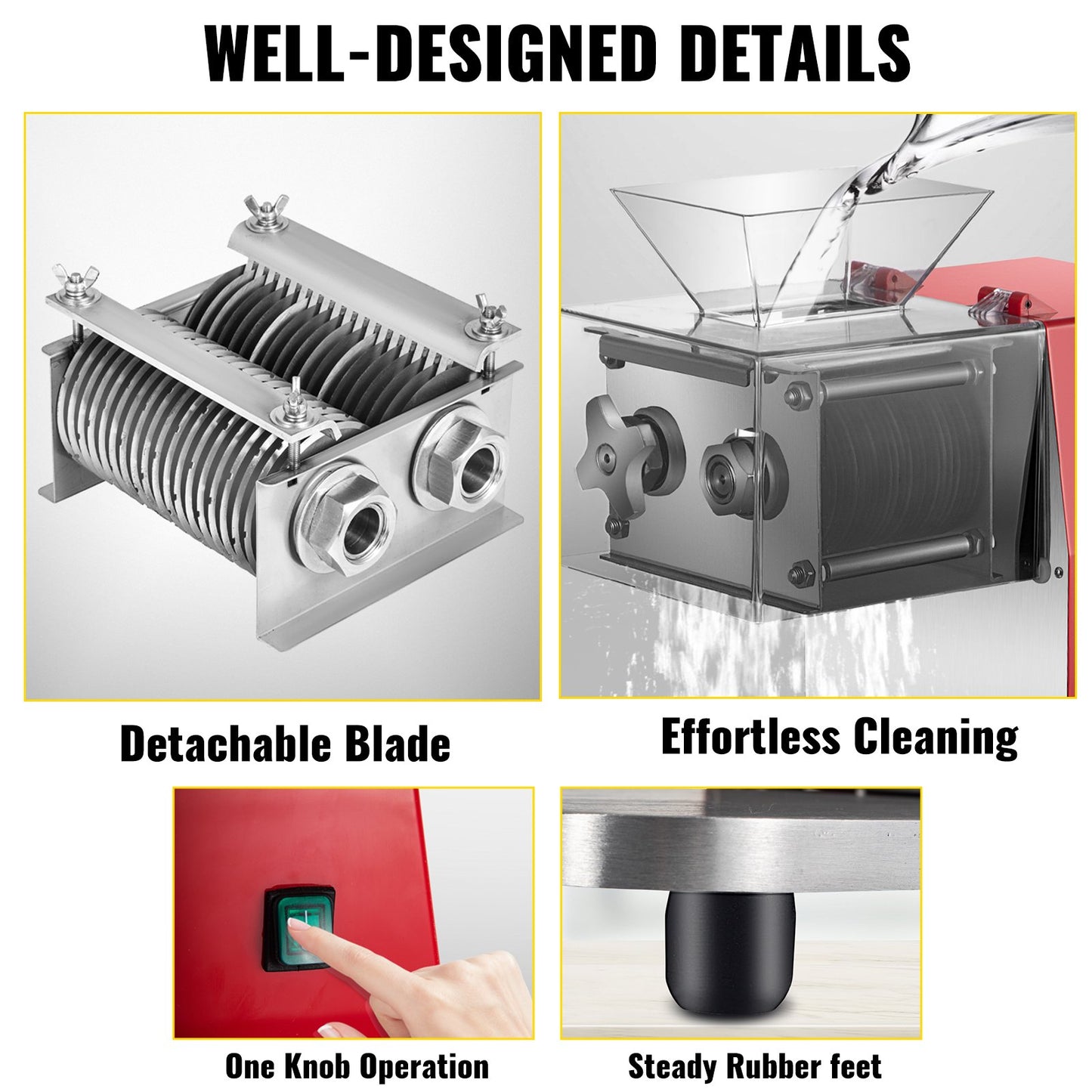 Commercial Meat Cutting Machine, 551 Lbs/H 850W Meat Shredding Machine, 3.5mm Blade Electric Meat Cutter, Stainless Steel Restaurant Food Cutter, for Kitchen Supermarket Lamb Beef Chicken, Red