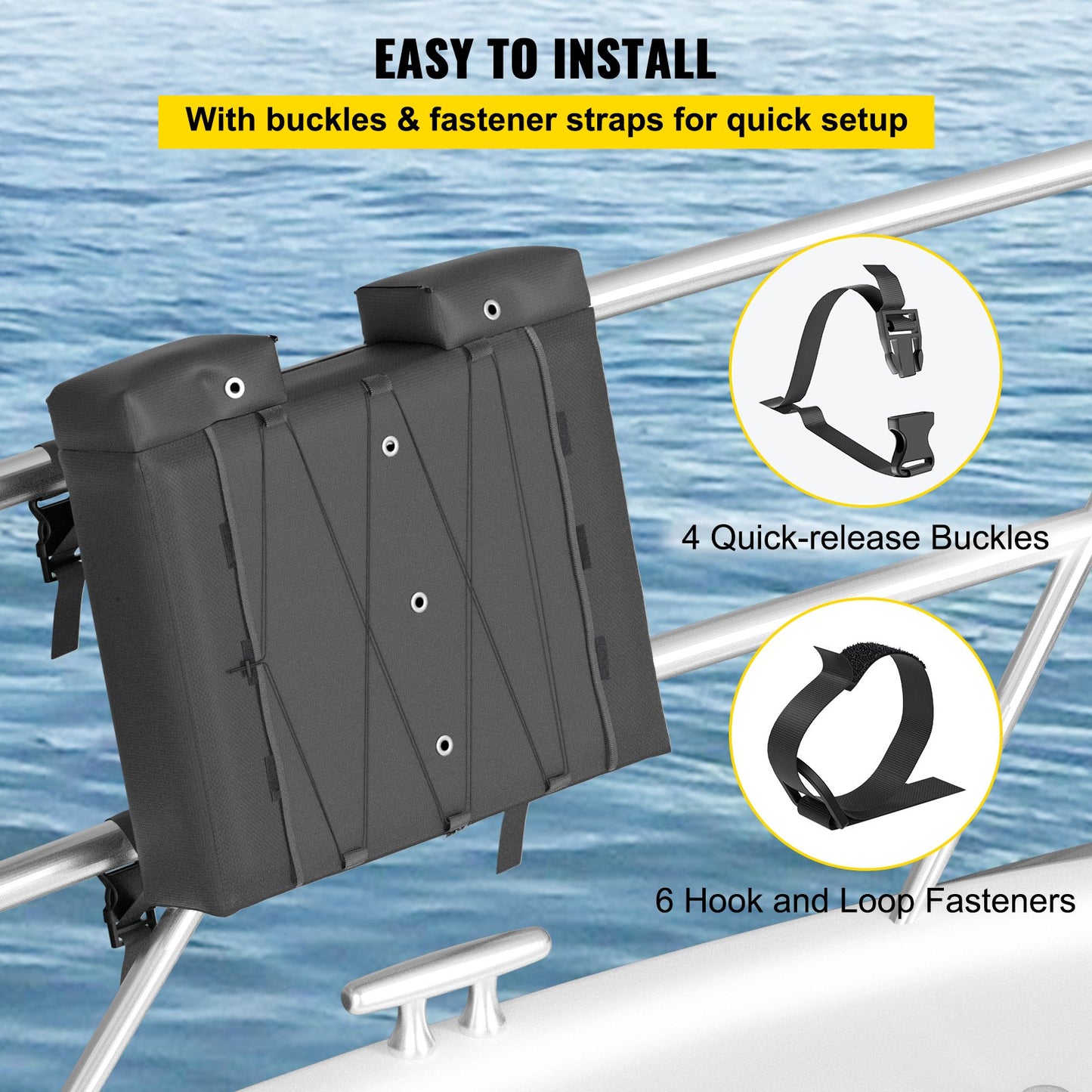 T-Top Storage Bag, for 4 Type II Life Jackets, w/ a Boat Trash Bag, 600D Oxford?Fabric Life Vests Storage Bag for Most T-Top Boats, Bimini Tops and Pontoon Tops (Life Jackets not Included)