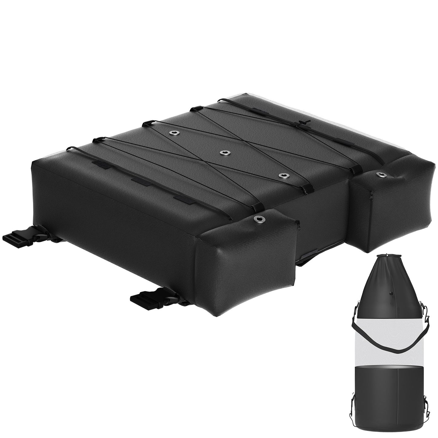 T-Top Storage Bag, for 4 Type II Life Jackets, w/ a Boat Trash Bag, 600D Oxford?Fabric Life Vests Storage Bag for Most T-Top Boats, Bimini Tops and Pontoon Tops (Life Jackets not Included)