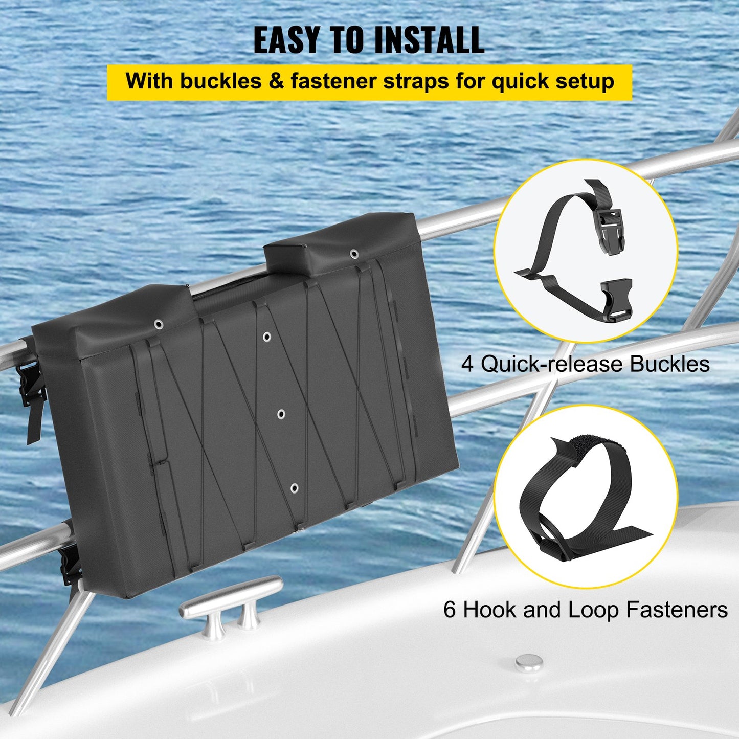 T-Top Storage Bag, for 6 Type II Life Jackets, w/ a Boat Trash Bag, 600D Oxford?Fabric Life Vests Storage Bag for Most T-Top Boats, Bimini Tops and Pontoon Tops (Life Jackets not Included)