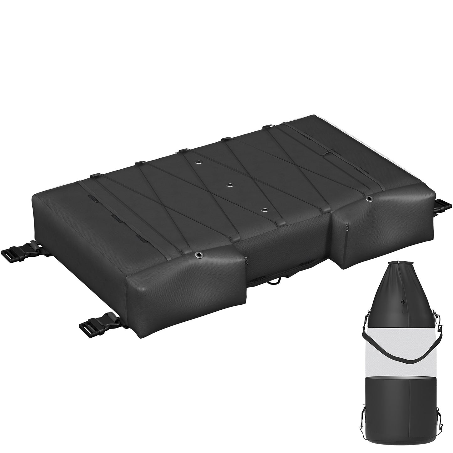 T-Top Storage Bag, for 6 Type II Life Jackets, w/ a Boat Trash Bag, 600D Oxford?Fabric Life Vests Storage Bag for Most T-Top Boats, Bimini Tops and Pontoon Tops (Life Jackets not Included)