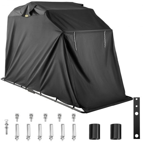 Motorcycle Shelter Mobility Scooter Cover, Rain Protect 600D Fabric Ventilation Motorcycle Shelter Cover Anti-UV with Quenched Steel Frame Oxford Carry Bag