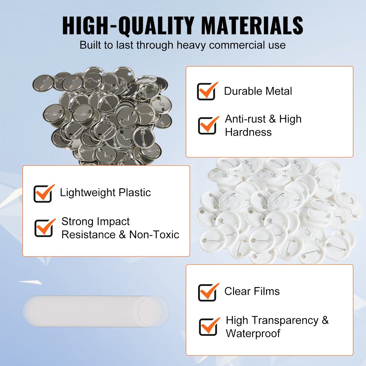 1.25" 32mm Button Badge Parts Supplies for Button Maker Machine 500 Sets