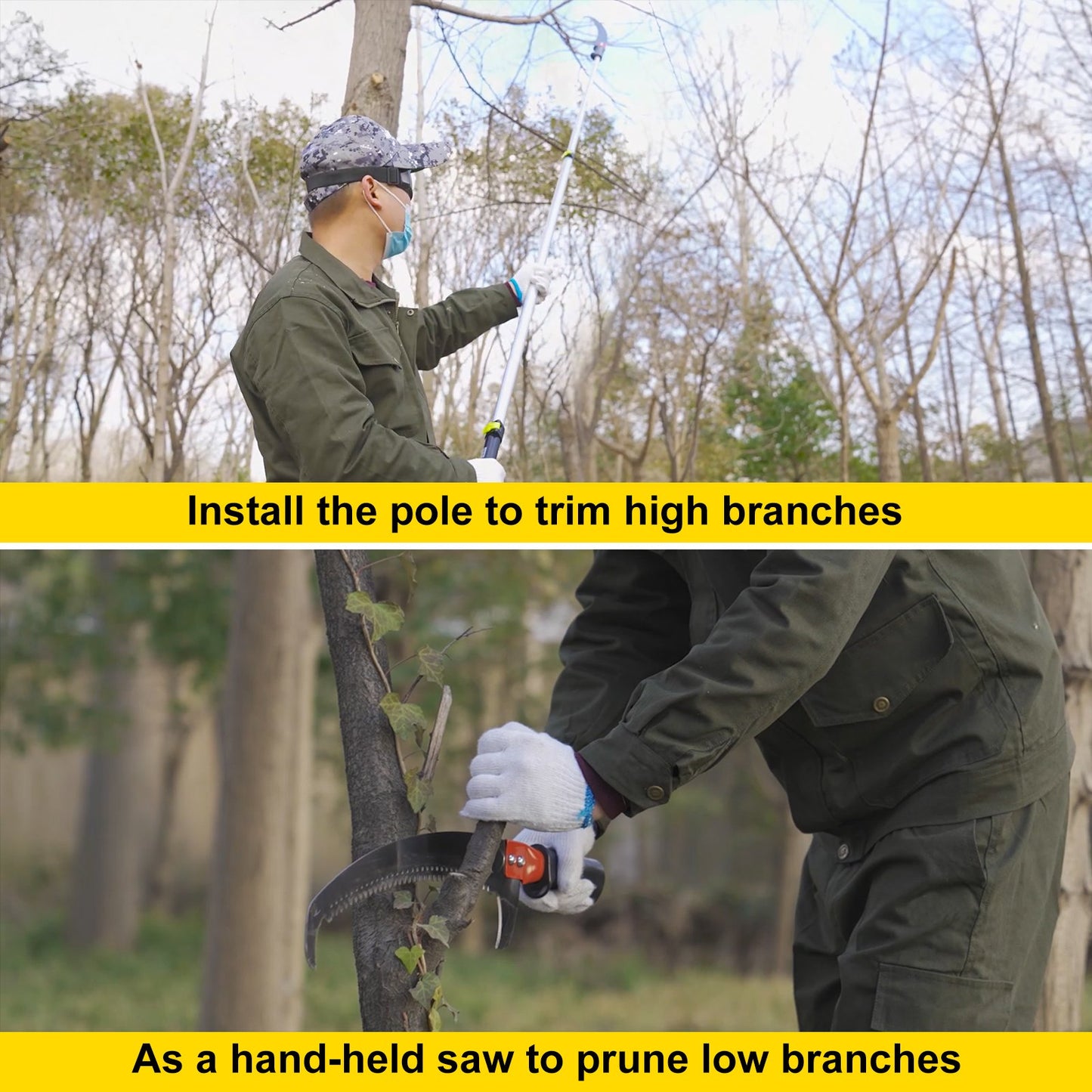 Telescopic Pole Saw Tree Pruner 6-24 Foot Extendable Telescopic Landscaping Pole Saw with 2-Foot Saw Blade for Pruning and Trimming Branches and Leaves