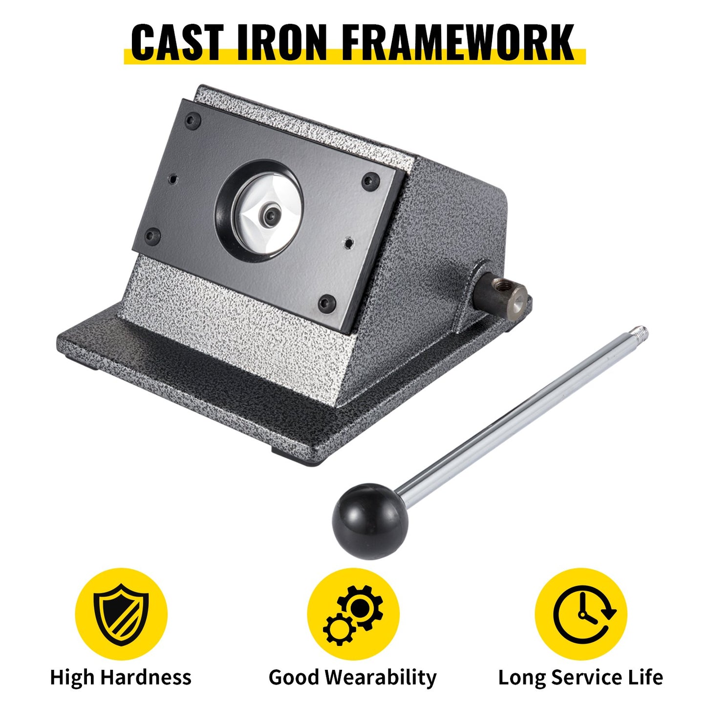 Graphic Punch Die Cutter 1-3/4"/44mm Round Punch Die Cutter Cast Iron Manual Graphic Punch Press Button Badge Maker 0.05"/1.5mm Cut Thickness Graphic Die Cutter with Steel Blade for Badge Making