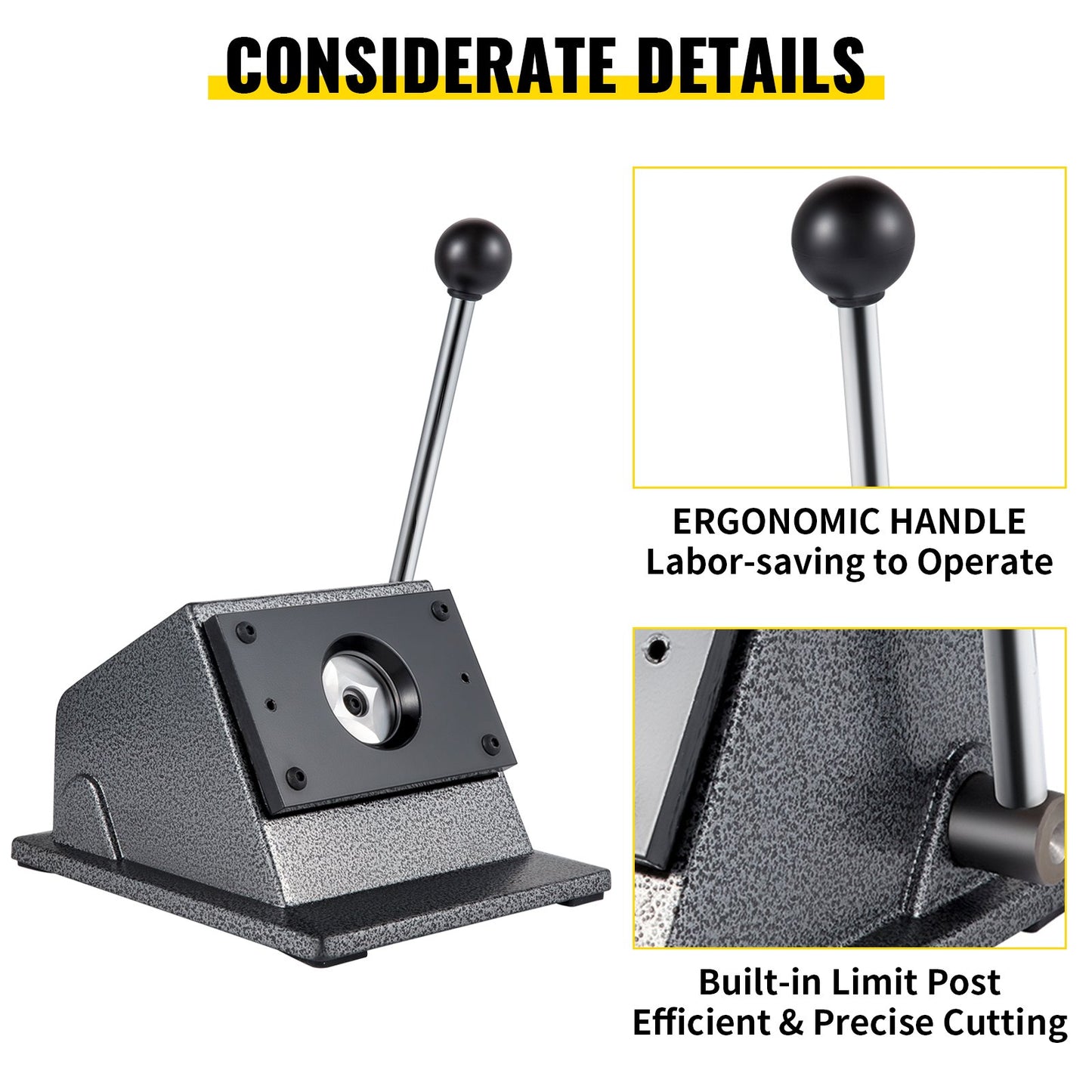 Graphic Punch Die Cutter 1-3/4"/44mm Round Punch Die Cutter Cast Iron Manual Graphic Punch Press Button Badge Maker 0.05"/1.5mm Cut Thickness Graphic Die Cutter with Steel Blade for Badge Making