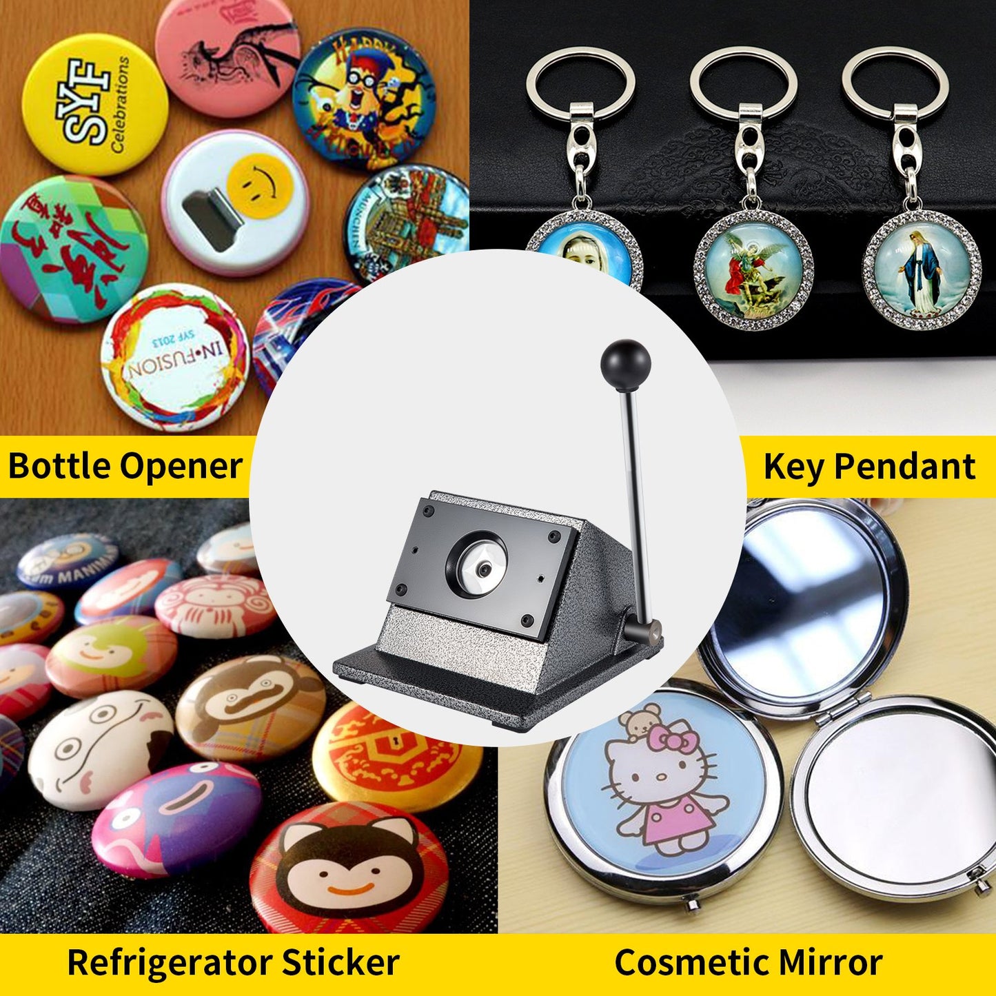 Graphic Punch Die Cutter 1-3/4"/44mm Round Punch Die Cutter Cast Iron Manual Graphic Punch Press Button Badge Maker 0.05"/1.5mm Cut Thickness Graphic Die Cutter with Steel Blade for Badge Making