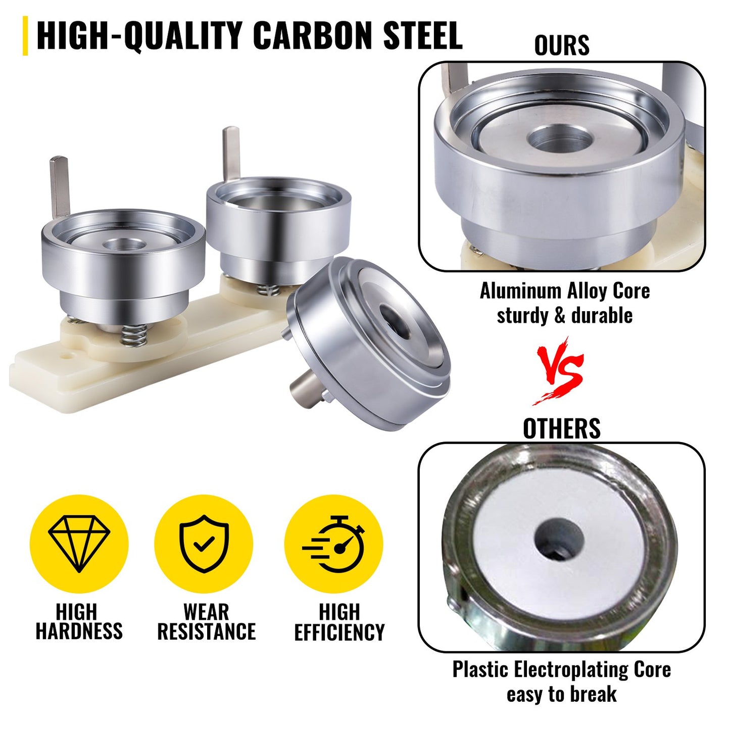 Badge Punching Die 1-3/4 inch/44mm Round Punching Die with ABS Slide Button Die Carbon Steel Badge Maker Part Aluminum Alloy Core Compatible with Button Maker Making Machine for DIY Logo Badges