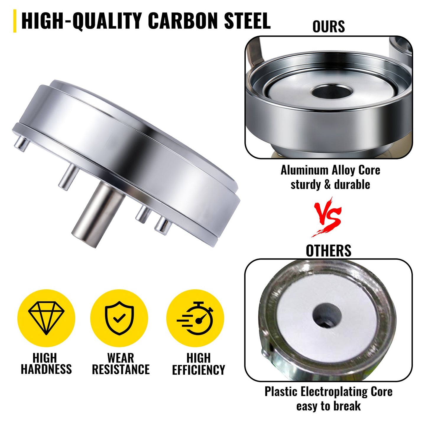 Badge Punching Die 2-1/4 inch/58mm Round Punching Die with ABS Slide Button Die Carbon Steel Badge Maker Part Aluminum Alloy Core Compatible with Button Maker Making Machine for DIY Logo Badges