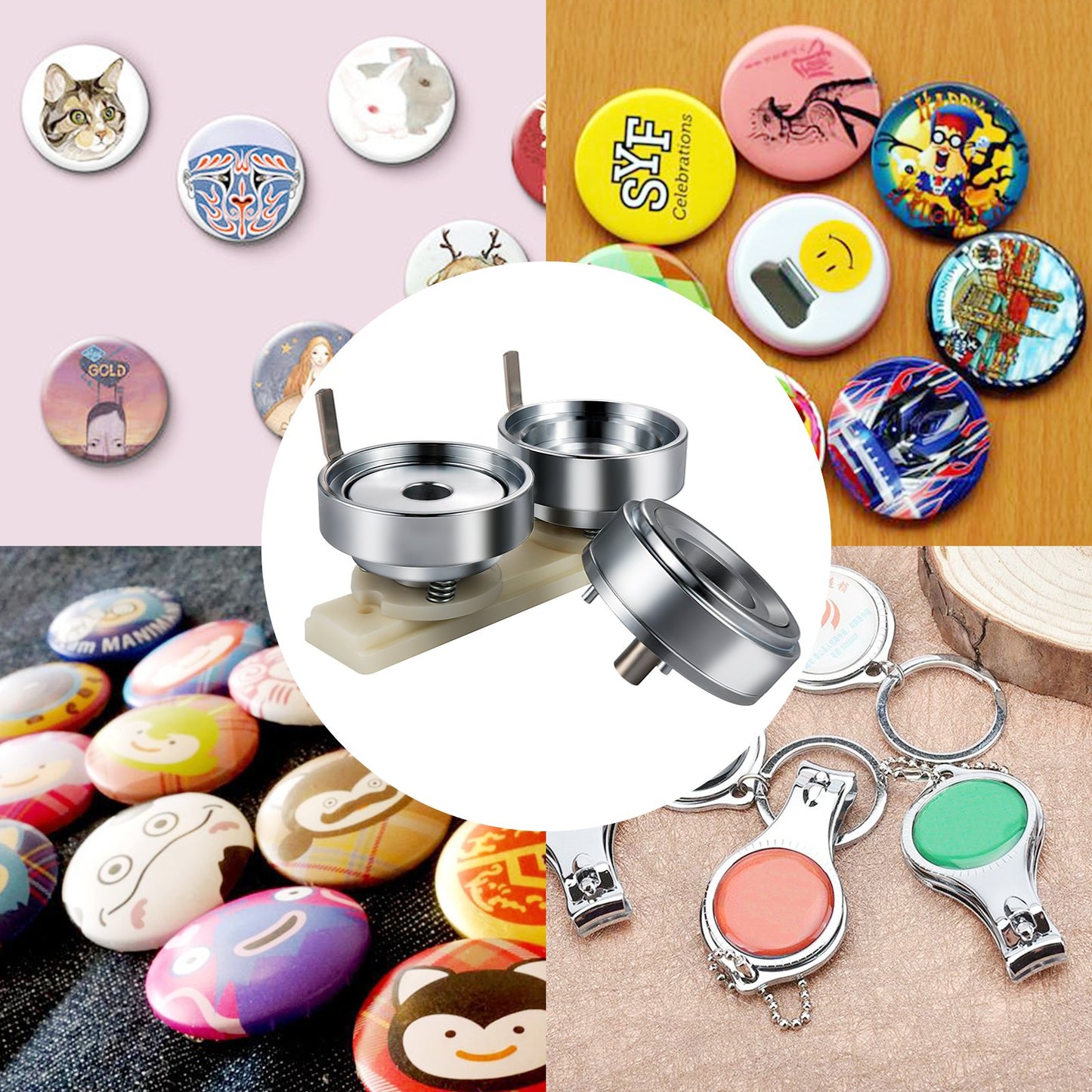 Badge Punching Die 2-1/4 inch/58mm Round Punching Die with ABS Slide Button Die Carbon Steel Badge Maker Part Aluminum Alloy Core Compatible with Button Maker Making Machine for DIY Logo Badges