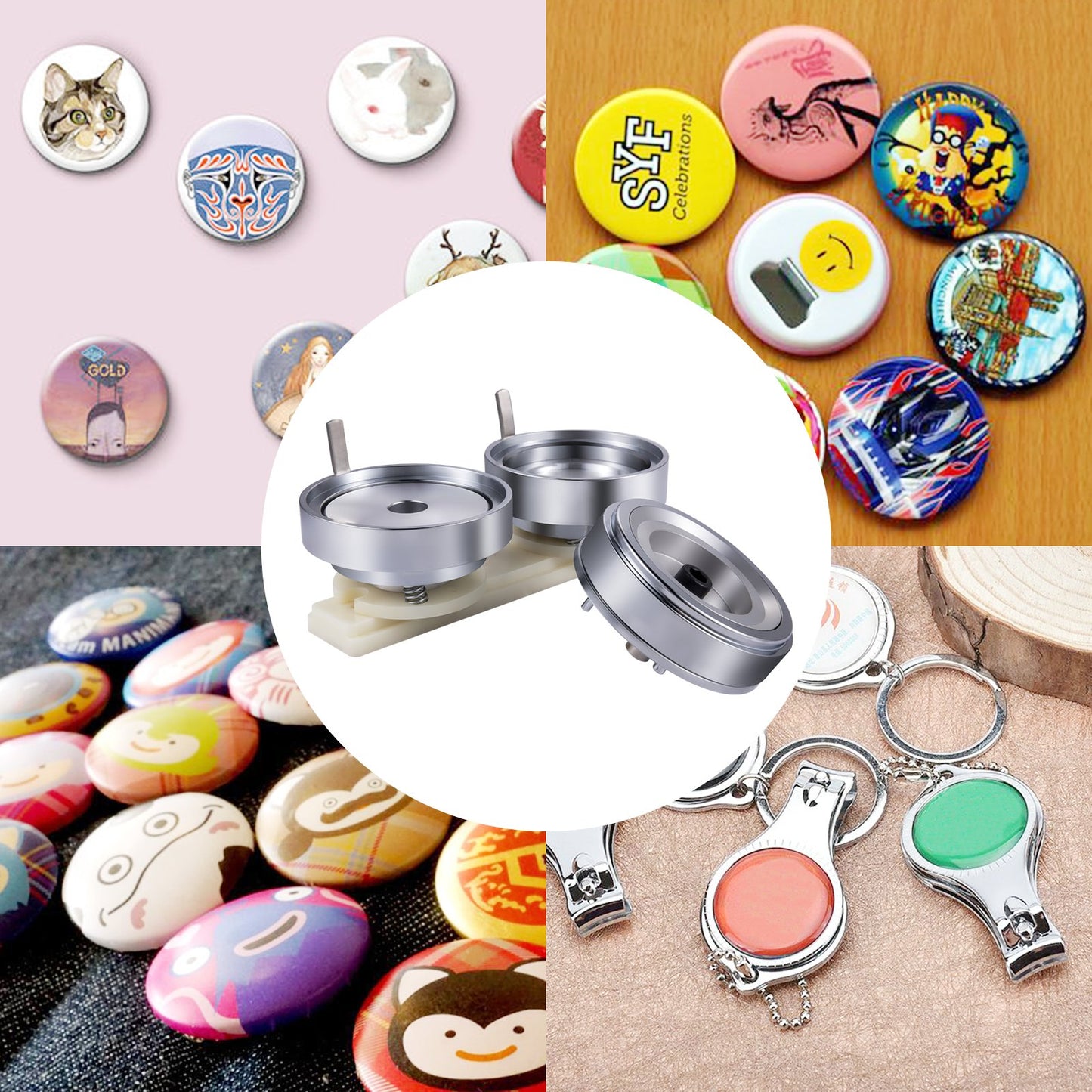Badge Punching Die 3 inch/75mm Round Punching Die with ABS Slide Button Die Carbon Steel Badge Maker Part Aluminum Alloy Core Compatible with Button Maker Making Machine for DIY Logo Badges
