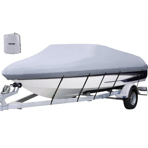 Waterproof Boat Cover, 20'-22' Trailerable Boat Cover, Beam Width up to 106" Hull Cover Heavy Duty 600D Marine Grade Polyester Mooring Cover for Fits V-Hull Boat with 5 Tightening Straps